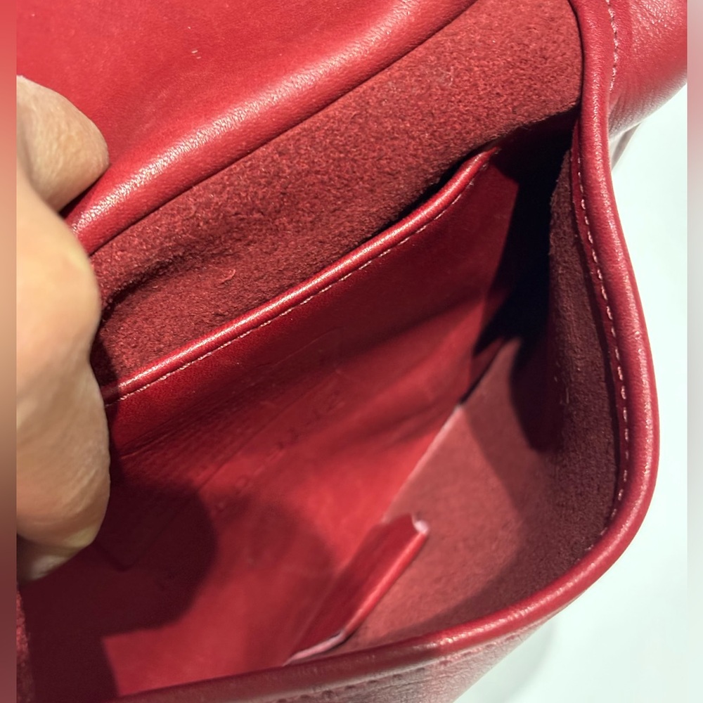 Rare Vintage Coach Red “Hippie Flap” Leather Bag - Picture 9 of 16